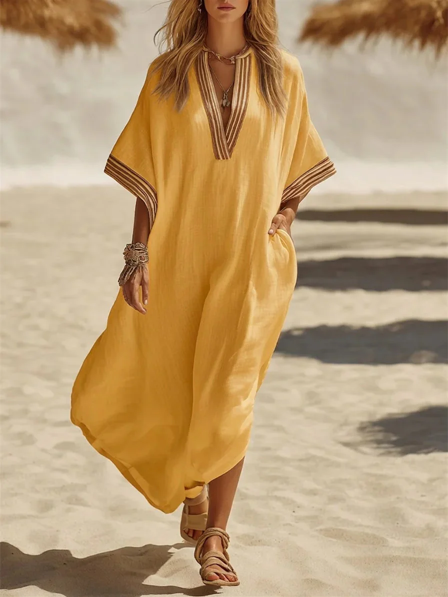 Solid Color Patchwork Dress, Gentle And Simple Long Skirt - Image 2