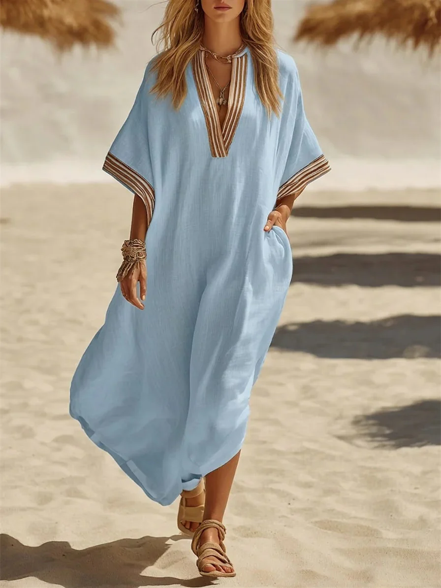 Solid Color Patchwork Dress, Gentle And Simple Long Skirt - Image 3
