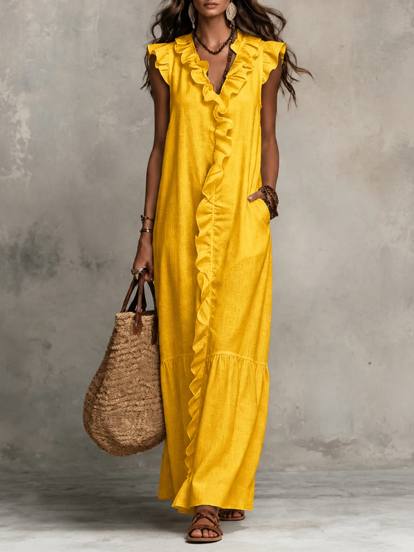 Solid Color Color-blocked Patchwork Versatile Dress