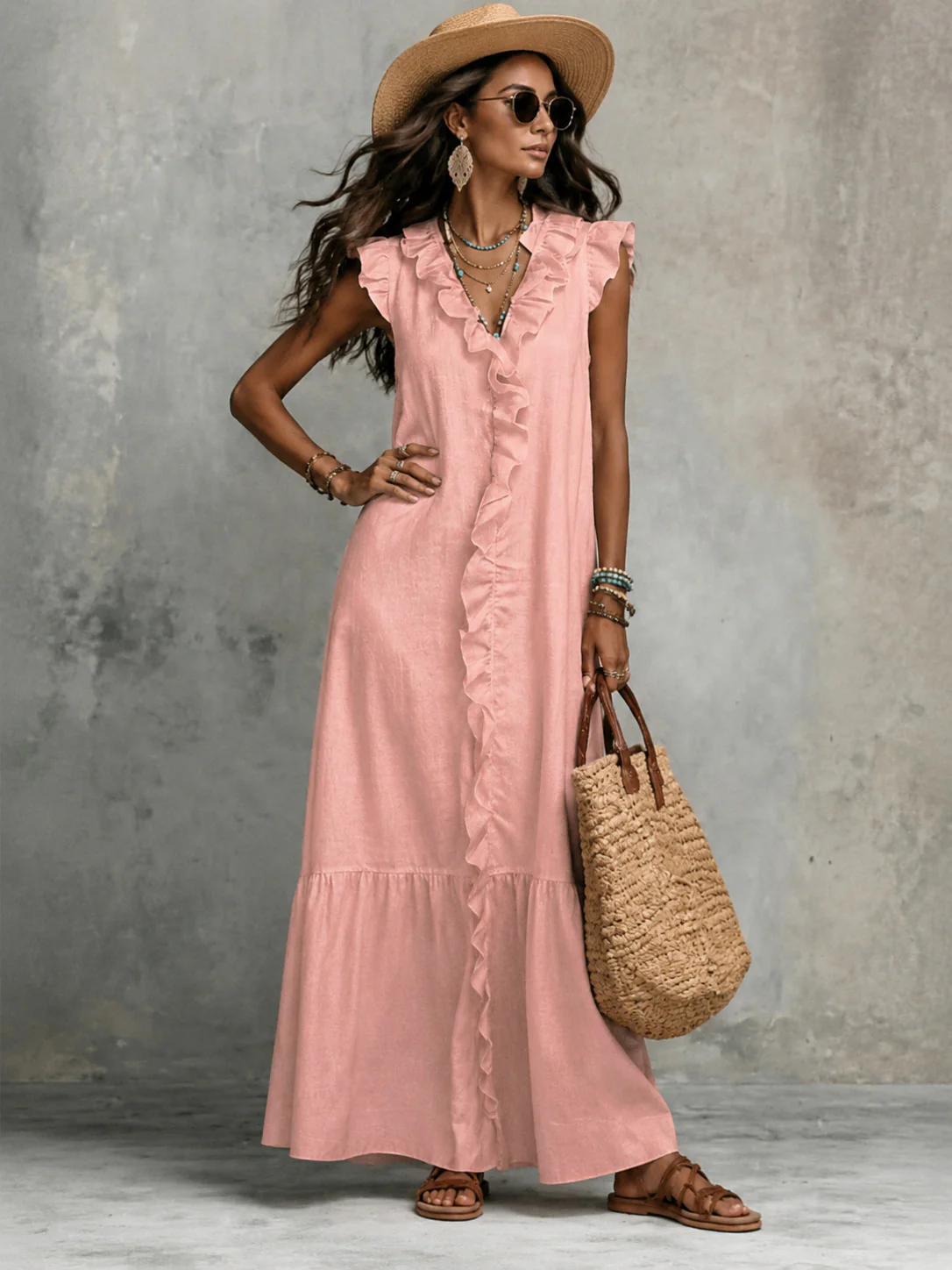 Solid Color Color-blocked Patchwork Versatile Dress - Image 4
