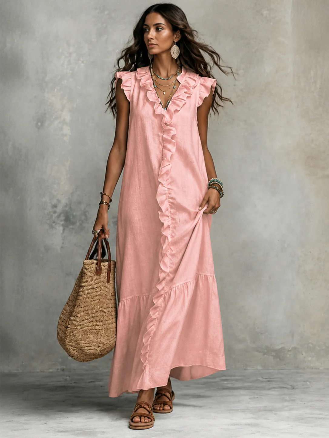 Solid Color Color-blocked Patchwork Versatile Dress - Image 5