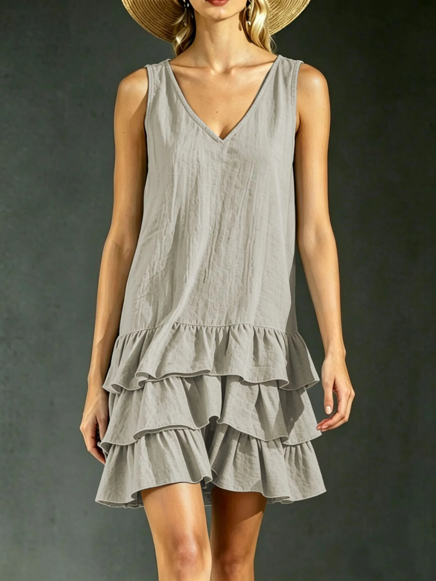 Solid Color Patchwork Dress, Gentle And Simple Long Skirt - Image 3