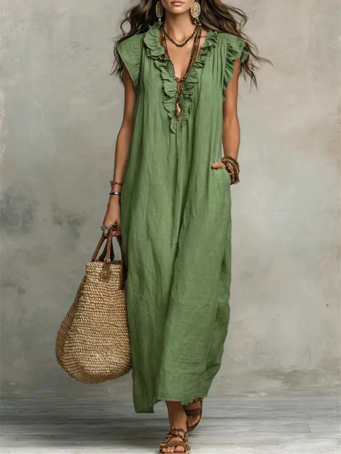 Solid Color Patchwork Dress, Gentle And Simple Long Skirt - Image 10
