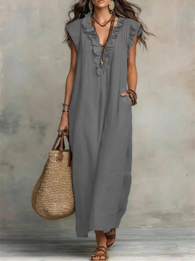 Solid Color Patchwork Dress, Gentle And Simple Long Skirt - Image 7