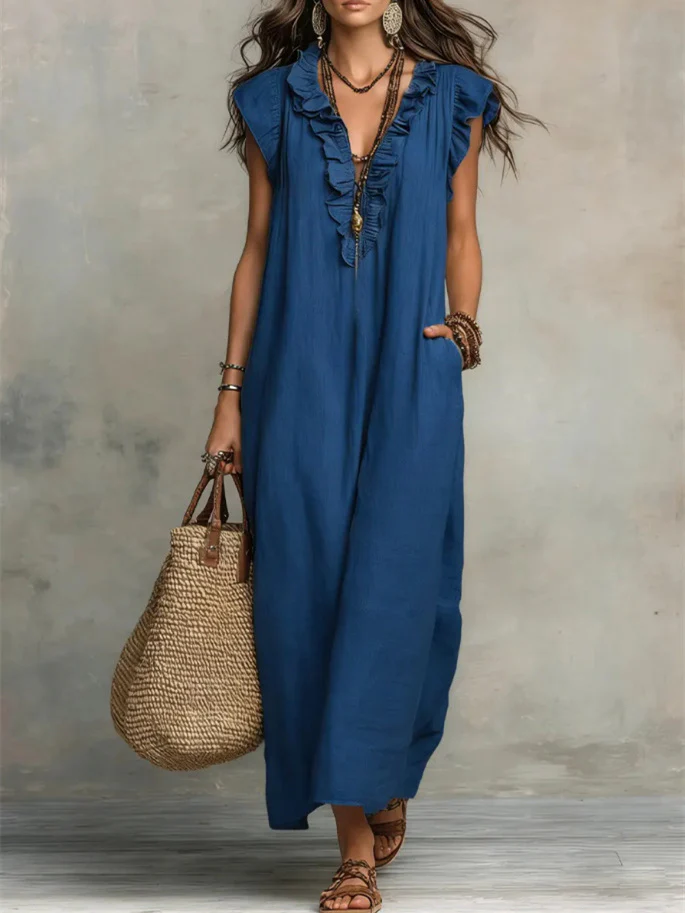 Solid Color Patchwork Dress, Gentle And Simple Long Skirt - Image 8