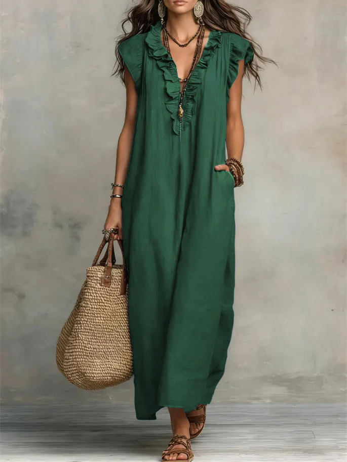 Solid Color Patchwork Dress, Gentle And Simple Long Skirt - Image 9