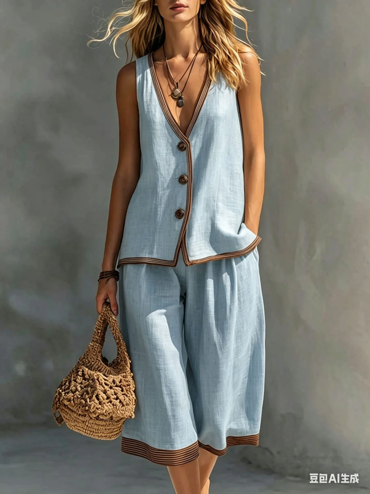 Solid Color Color-blocked Patchwork Versatile Dress - Image 4