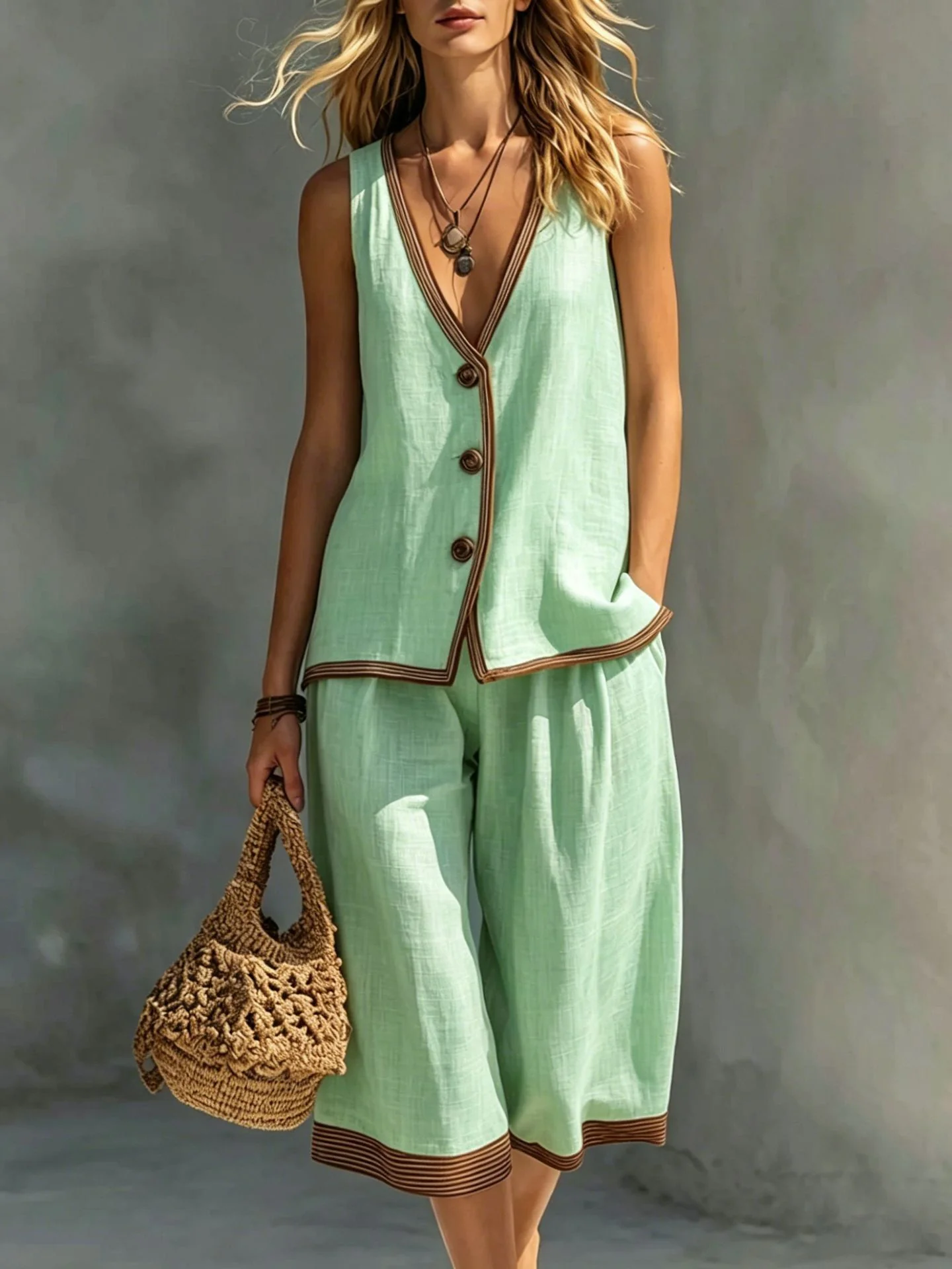 Solid Color Color-blocked Patchwork Versatile Dress - Image 5